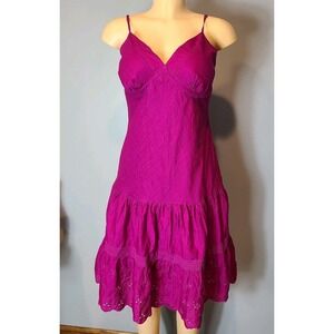 VTG Gap Y2K Drop Waist Dress Women Sz 6 Fairy‎ Pink Coquette Resort Dainty Lace
